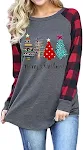 T-shirt natalizio europeo e americano da donna a manica lunga con stampa, perfetto per le festività, comodo ed elegante. — foto 1