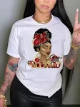 T-shirt da donna con stampa a lettere e girocollo, confortevole e versatile, perfetto per un look casual e per esprimere il tuo stile unico. — foto 3
