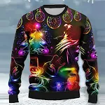 Maglione da uomo girocollo in poliestere stampato, comodo e alla moda. Perfetto per l'uso quotidiano, offre calore e stile senza sforzo. — foto 1