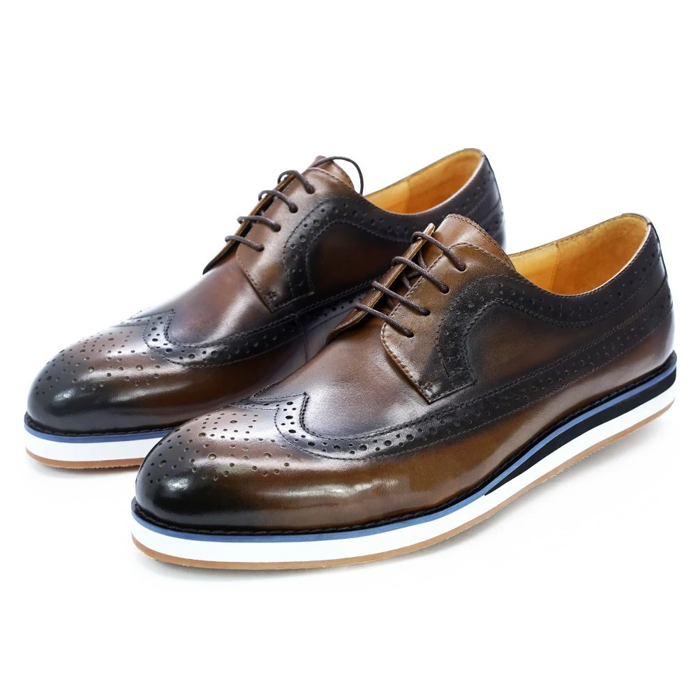 Title 5, Sapatos masculinos de couro liso, casuais e de ...