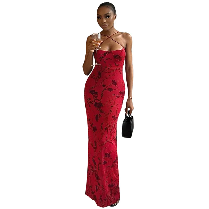 Title 5, Womens Retro Printed Dress Elegant Slim Fit