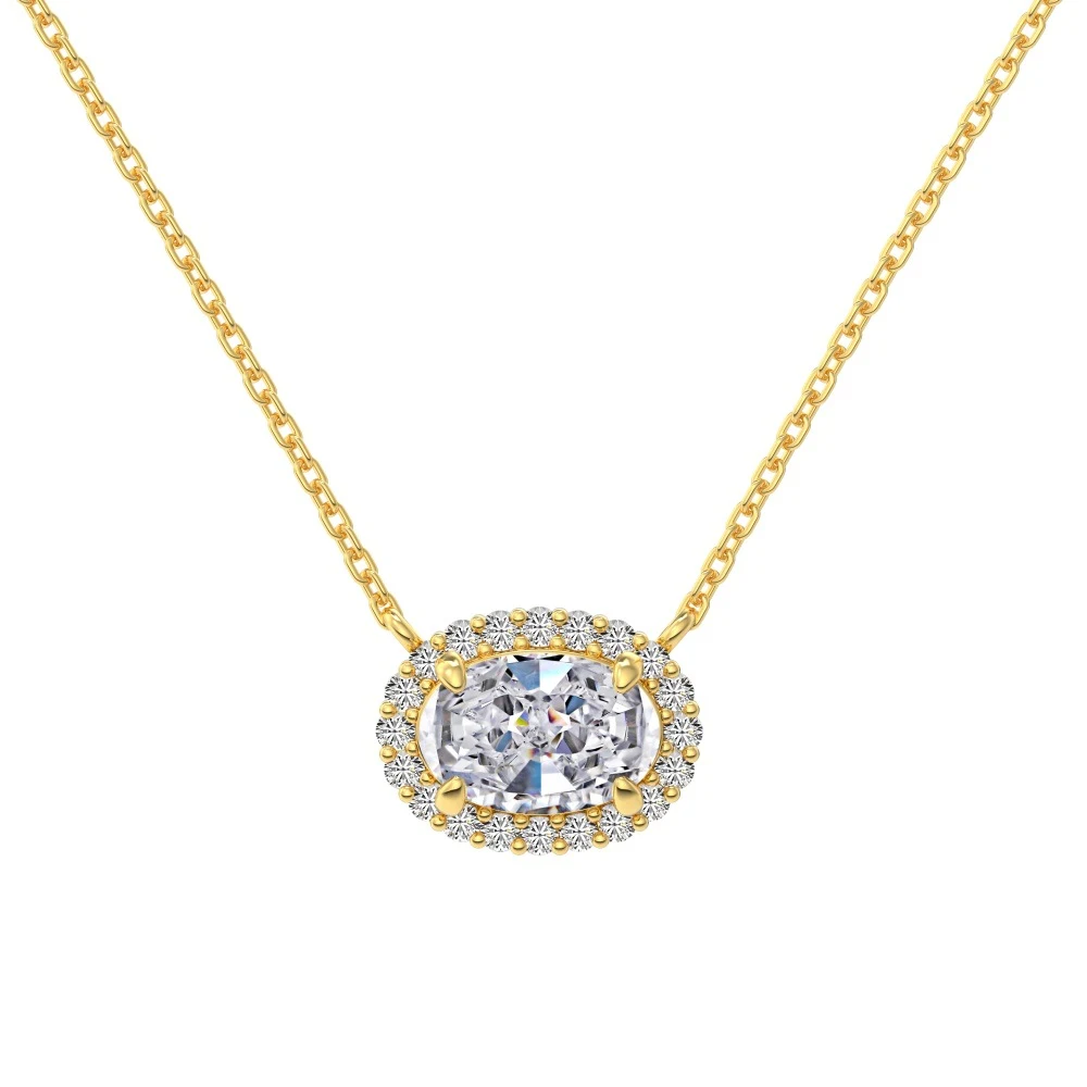 Colar feminino de design moderno com prata S925, flor de gelo oval, zircônia branca redonda 8A. Elegância e brilho para seu visual. — foto 3
