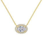 Colar feminino de design moderno com prata S925, flor de gelo oval, zircônia branca redonda 8A. Elegância e brilho para seu visual. — foto 3