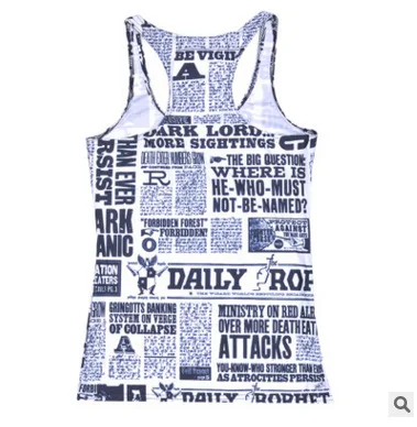 Title 4, Newspaper print new womens sleeveless slim vest