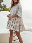 Fashionable Sequins Round Neck Dress with a loose waist, short sleeves, and skirt, offering style and comfort for a stun — photo 24