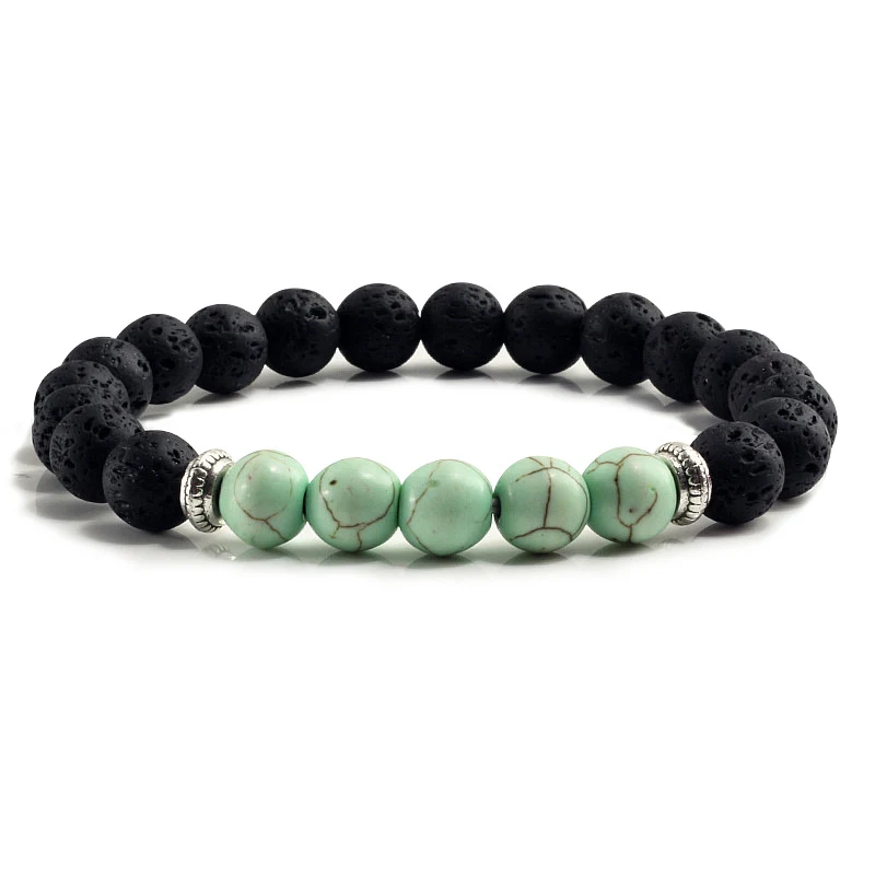 Pulseira Turquesa Colorida de Rocha Vulcânica Design Exclusivo Jóia Elegante Beleza Natural Acessório Perfeito para um Look Sofisticado — foto 5