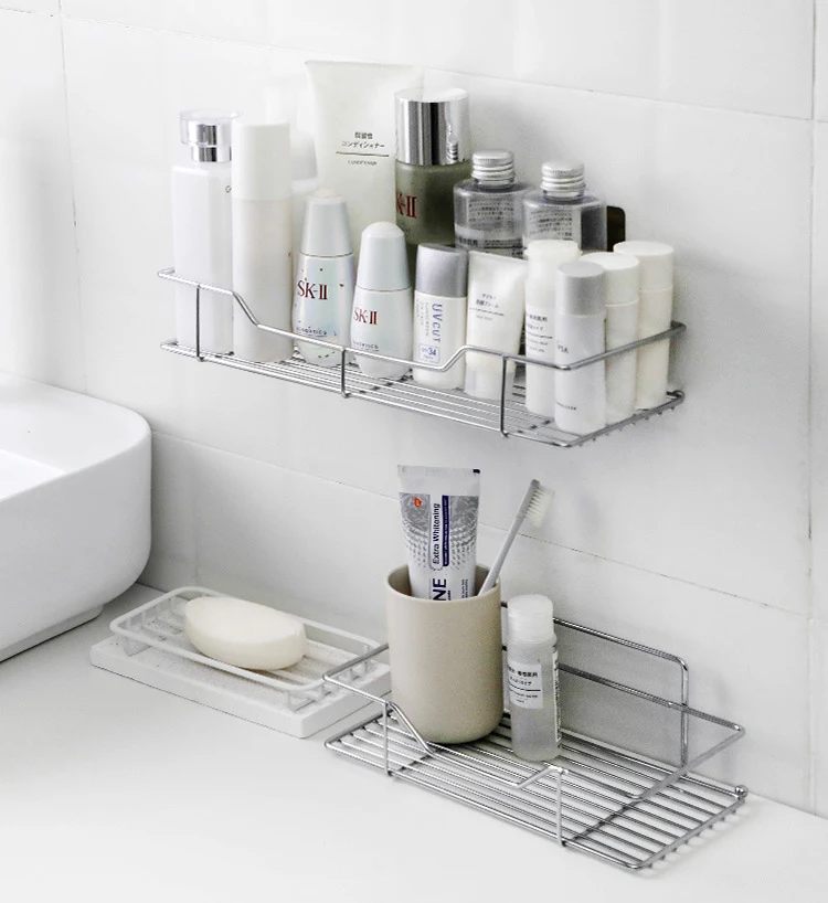 Wall-mounted racks for kitchen, bathroom, and toilet toiletries. Seamless, adjustable viscose wall-mounted racks. Perfec — photo 9