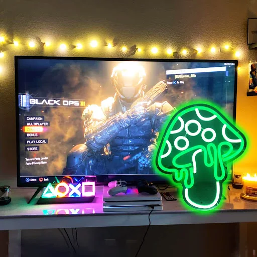 Title 1, Green Mushroom LED Neon Backboard, Transparent ...