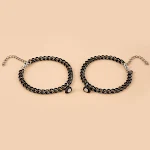 Pulseira para casal com fivela magnética de aço inoxidável, amor para sempre. Presente perfeito e moderno para celebrar a união. — foto 2