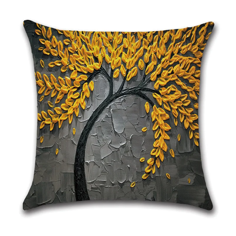 Capa de almofada linho paisagem outono arte decorativa folhas vermelho amarelo branco para um toque aconchegante e elegante. — foto 11