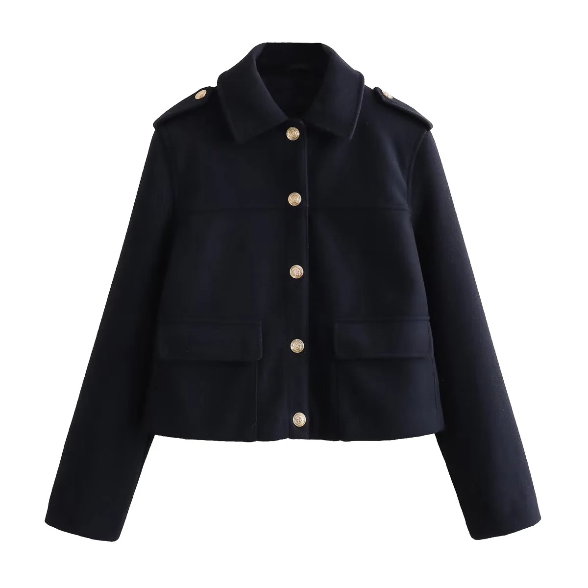 Giacca Morbida Dorata da Donna, Comfort ed Eleganza. Perfetta per look casual o formali. Calda e dal design moderno. — foto 10