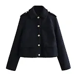 Giacca Morbida Dorata da Donna, Comfort ed Eleganza. Perfetta per look casual o formali. Calda e dal design moderno. — foto 10