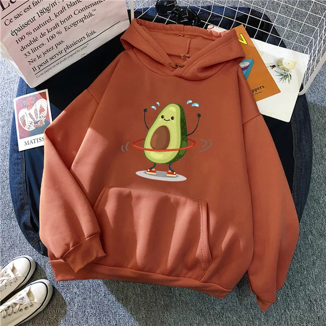 Sudaderas con capucha deportivas dibujos animados aguacate estampado cálido nueva sudadera Mujer — foto 1