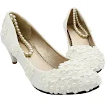 Sapatos de noiva brancos plus size com salto médio. Conforto e elegância para a noiva em seu grande dia. — foto 6