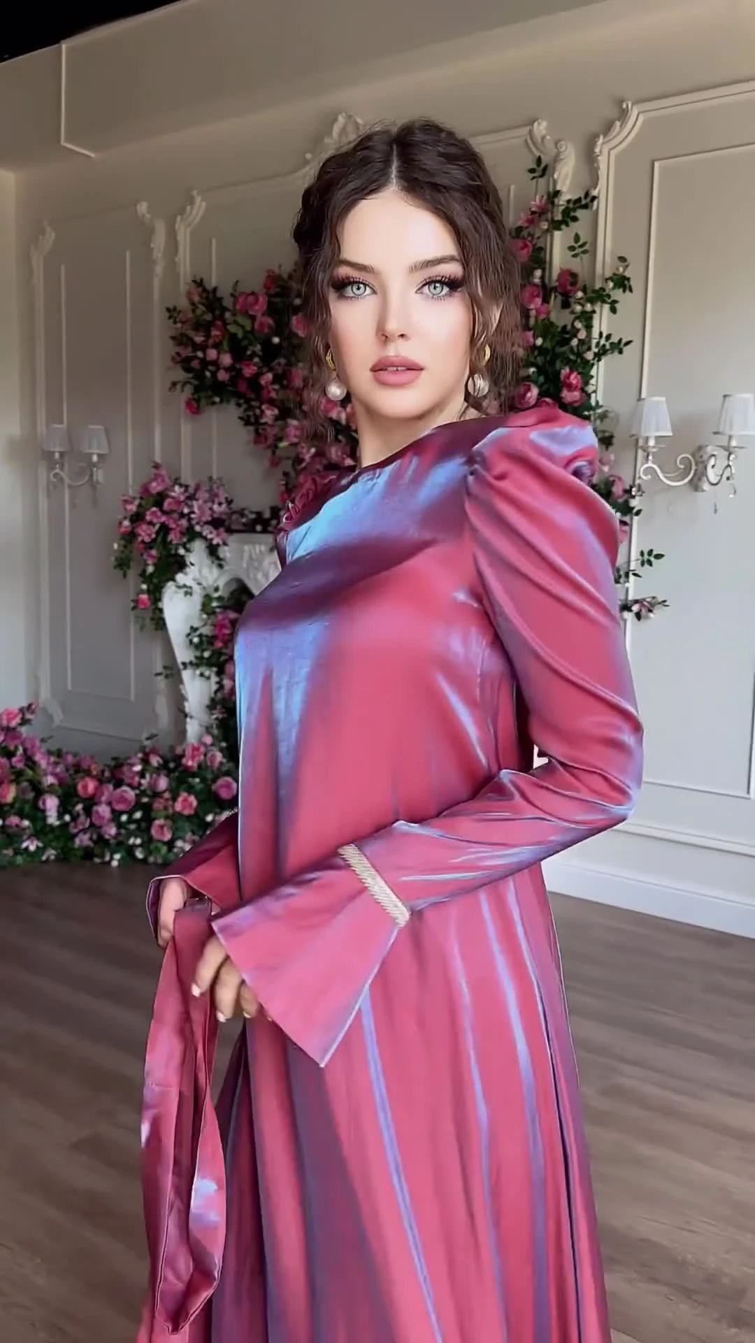Title 9, Glitter Glazed Satin Elegant Large Swing Dress