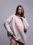 Suéter elegante feminino com estampa de pato amarelo pequeno — foto 2