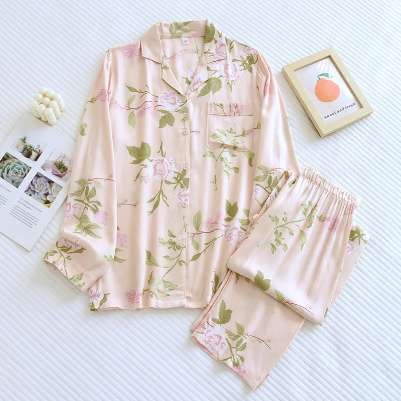 Title 4, Conjunto pijama feminino de algodão e cetim est...