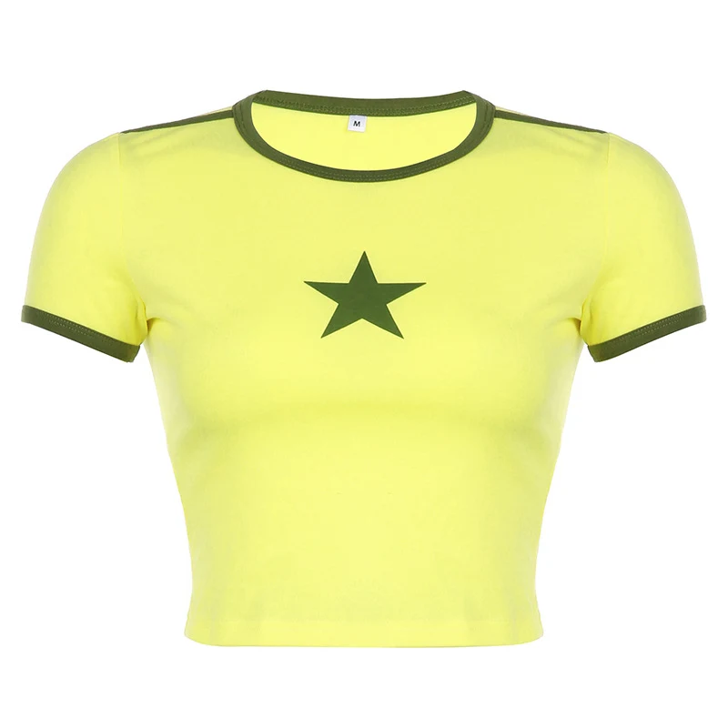 Title 4, Contrast Star Print Crew Neck T Shirt Slim Fit....