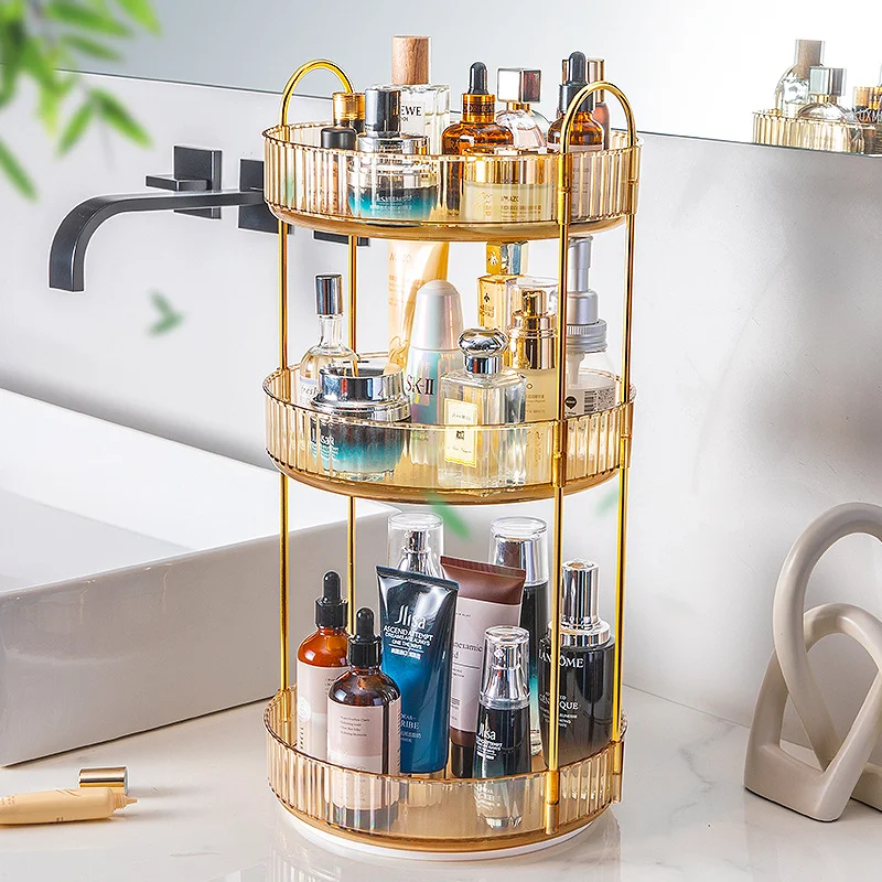 Suporte giratório para cosméticos de banheiro e mesa Mantenha seus produtos de beleza organizados e economize espaço no banheiro com facilidade. — foto 8