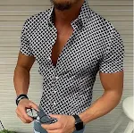 Men's Fashion Casual Plaid Short-sleeved Shirt Top, comfortable and stylish, perfect for everyday wear and summer outing — photo 4
