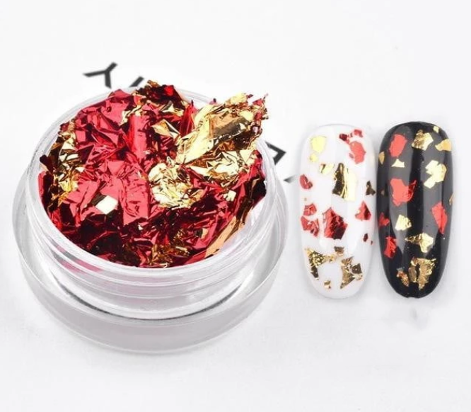 Nageldecoratie met foliefragmenten, nagelsieraden, creëer glanzende en unieke ontwerpen, gemakkelijk aan te brengen, perfect voor manicures en nail art. — foto 2