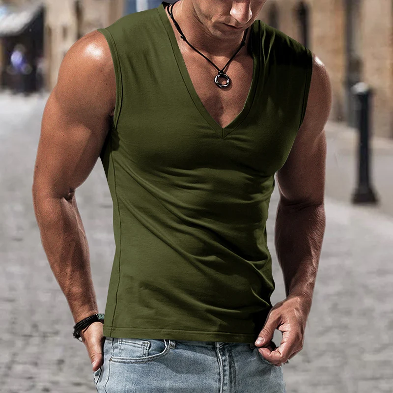 Title 7, Mens Solid Color Large V-neck Loose Vest. Comf...