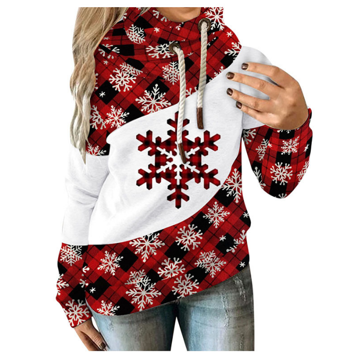Moletom casual com capuz de fleece estampado com cores contrastantes, solto e perfeito para um visual confortável e estiloso no dia a dia — foto 4