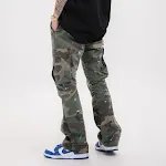 Camouflage cargobroek met meerdere zakken, inktspatten en een distressed wassing, stoere broek voor een casual look, ideaal voor dagelijks gebruik — foto 2