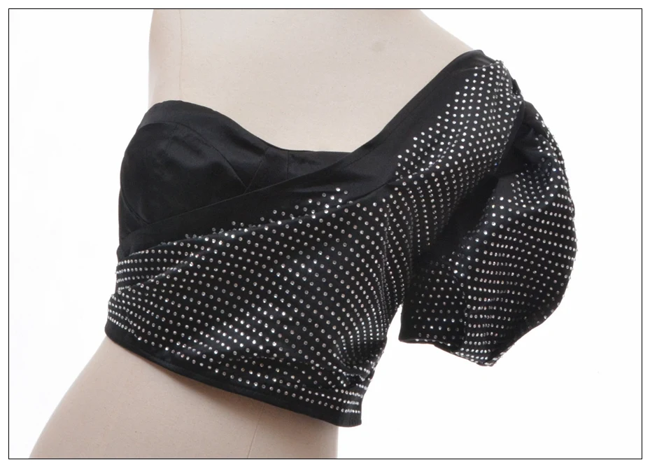 Title 2, Hot Diamond Bubble Sleeve Oblique Shoulder Bra ...