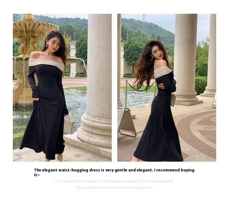 Title 7, Off-shoulder Knitted Dress Women