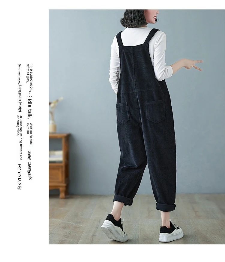 Title 8, Womens Wide Leg Suspender Washed Corduroy Over...