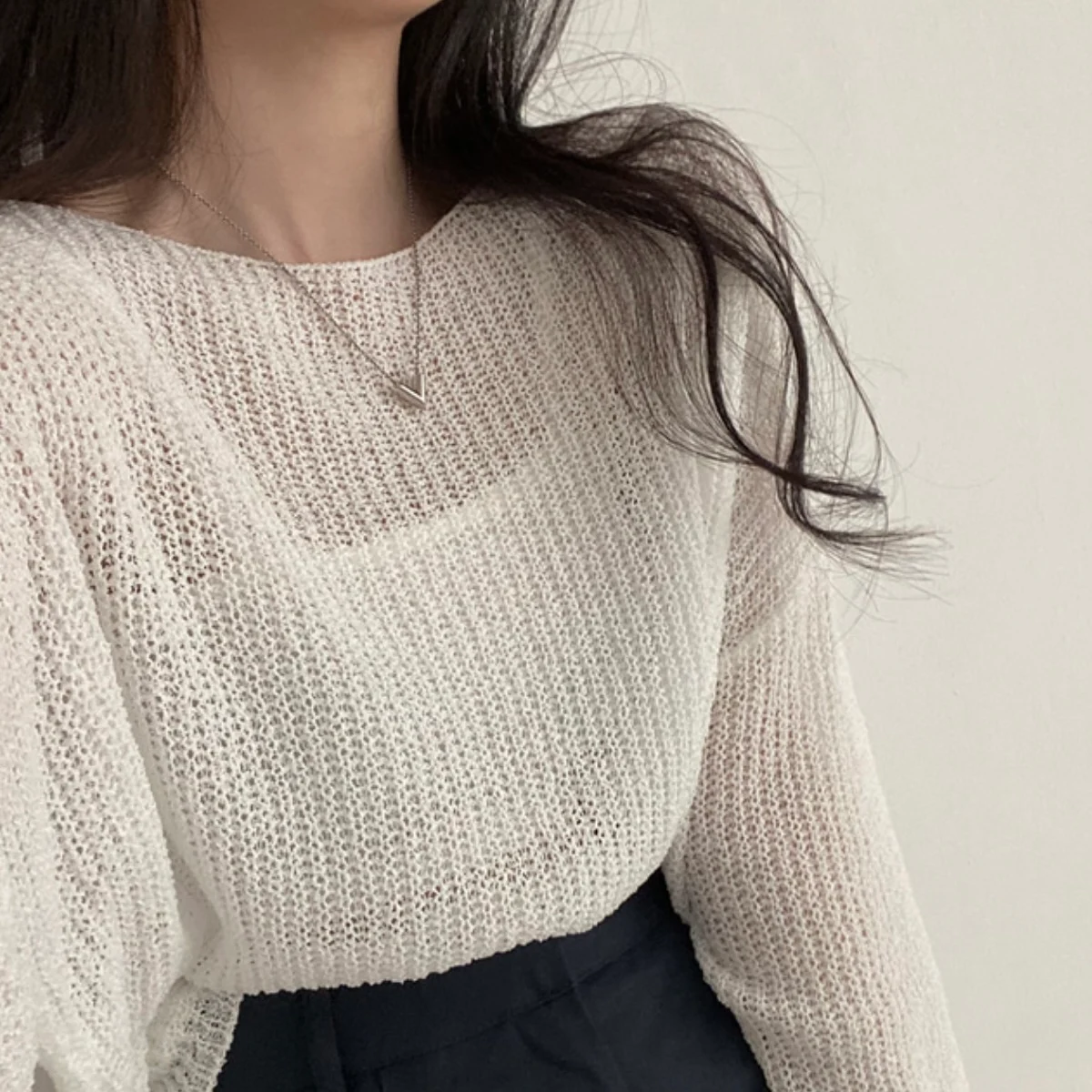 Title 11, Maglione sottile in seta di ghiaccio da donna, ...