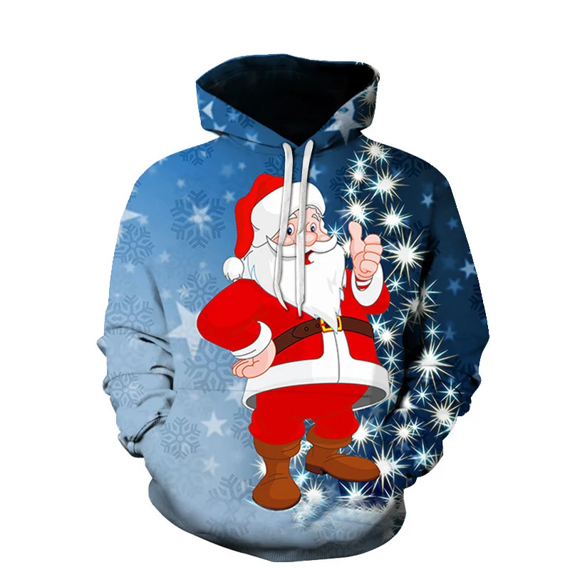 Moletom com capuz de Natal com estampa digital para homens e mulheres, moda festiva e confortável, perfeito para presentes e celebrações. — foto 8