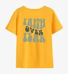 Top feminino com gola redonda e slogan estampado de mangas curtas — foto 4
