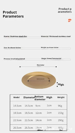 Title 11, Golden Stainless Steel Japanese Western Food Pl...
