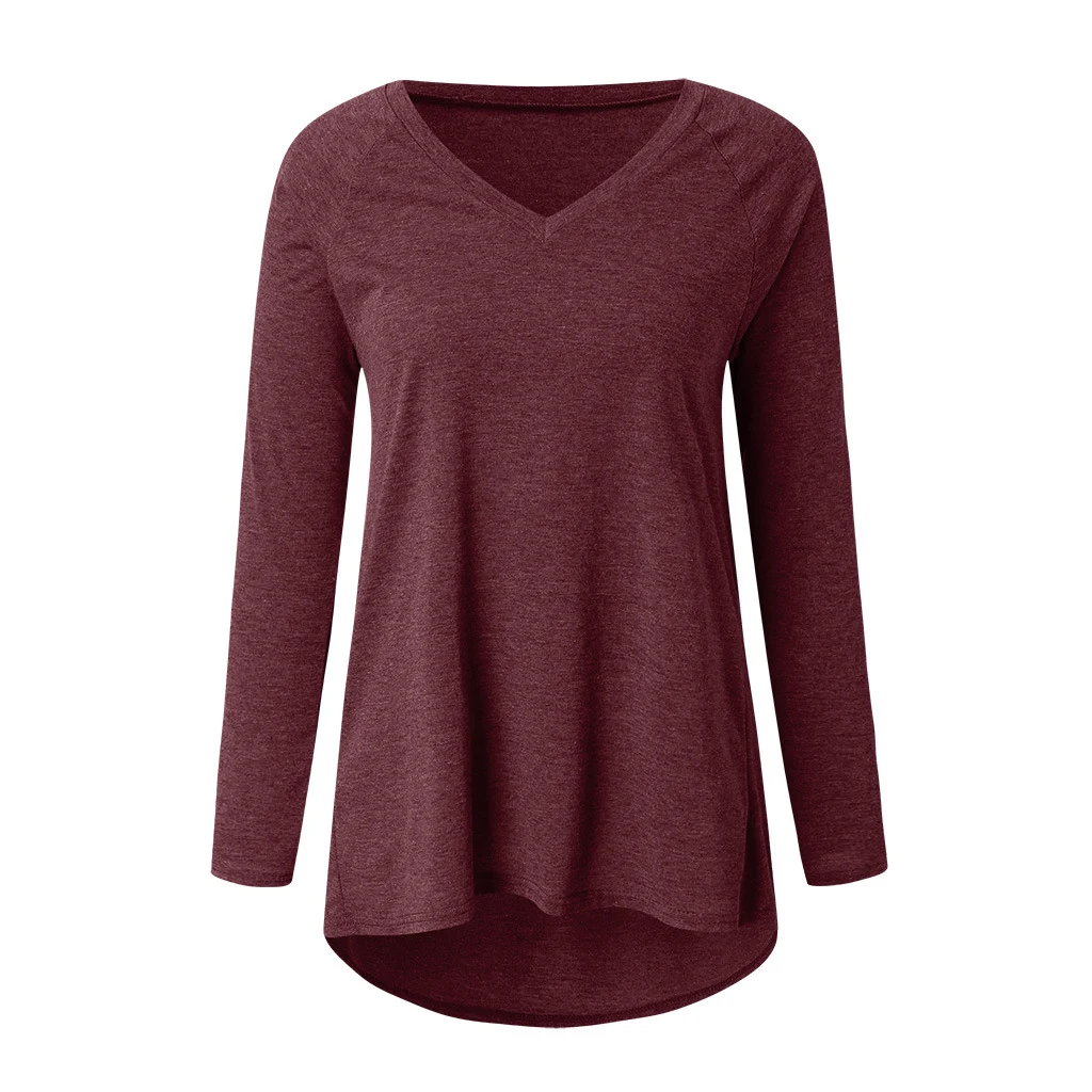 Camiseta tipo jersey holgada de manga larga con cuello en V — foto 4