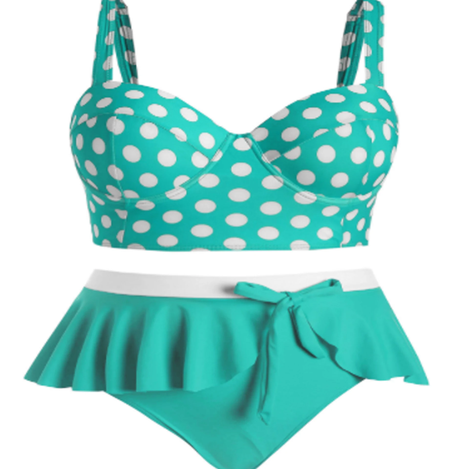 Bikini Plus Size Push Up Damski Dwuczęściowy Strój Kąpielowy z Falą Kobiety Kostium Kąpielowy Plaża Basen Wygoda i Styl — zdjęcie 4