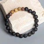 Pulseira simples de pedra Olho de Tigre multicolorida masculina, um adorno estiloso e cheio de energia para o seu pulso. — foto 8