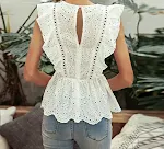White lace top for women, a versatile and elegant choice for any occasion, perfect for pairing with skirts or trousers, — photo 3