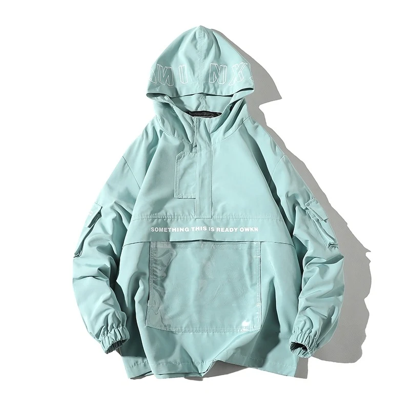 Jaqueta com capuz estilo Hong Kong outono para casais, estampa de letras soltas, bolso grande transparente. Conforto e estilo para o dia a dia. — foto 22