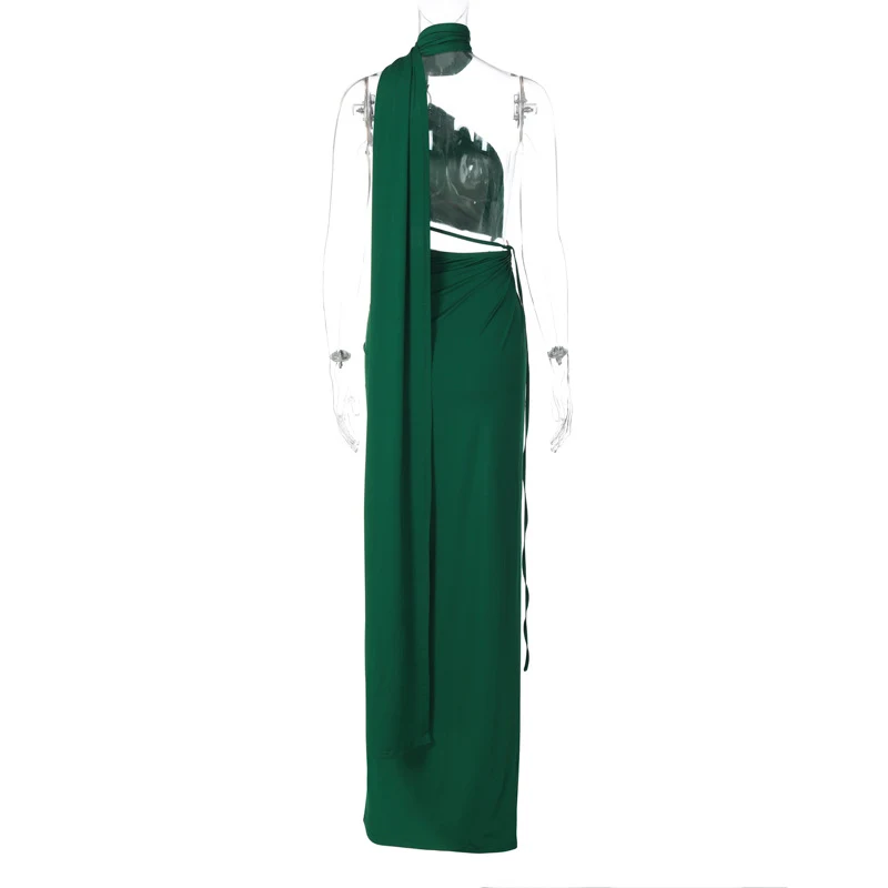 Title 17, Fashion Backless Hollow-out Tube Top Split Dress