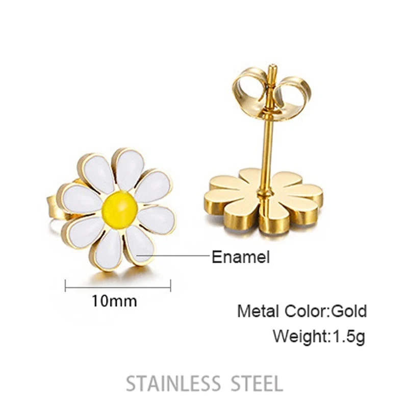 Brincos de verão estilo europeu e americano, flor de oito pétalas, liga de metal, base branca, perfeitos para um visual leve. — foto 3