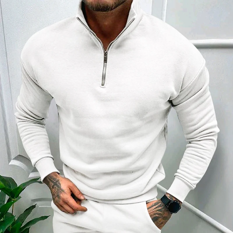 Blusa masculina de inverno com forro de lã, manga longa e cor sólida. Perfeita para o outono e inverno, confortável e quente. — foto 11