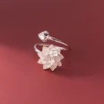 Anel Argent Pur Estilo Chinês Lotus Branco Puro Elegante Ajustável Abertura Joia Feminina Design Clássico — foto 10