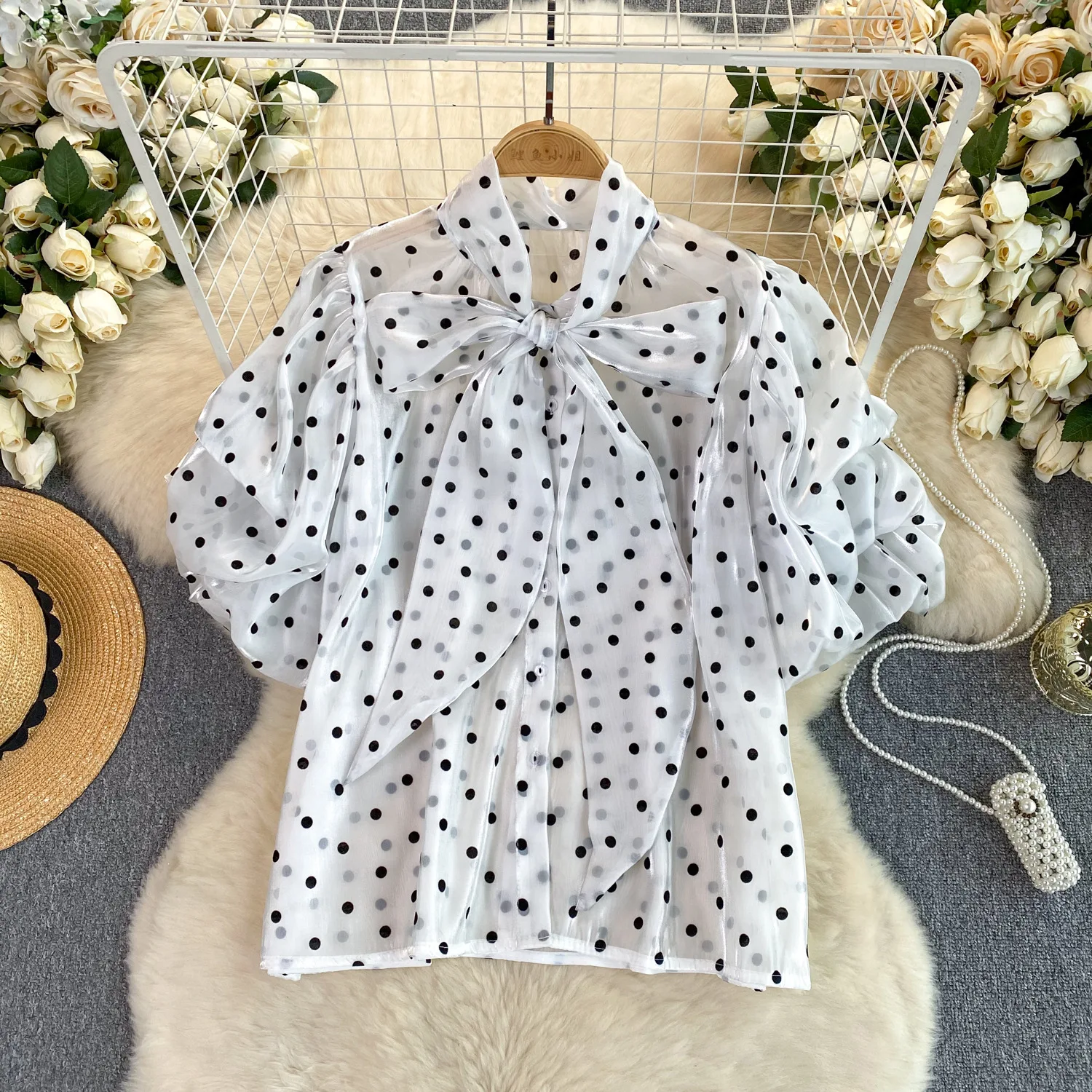 Title 4, Camicia Retro Francese a Pois Donna Dolcissimo ...