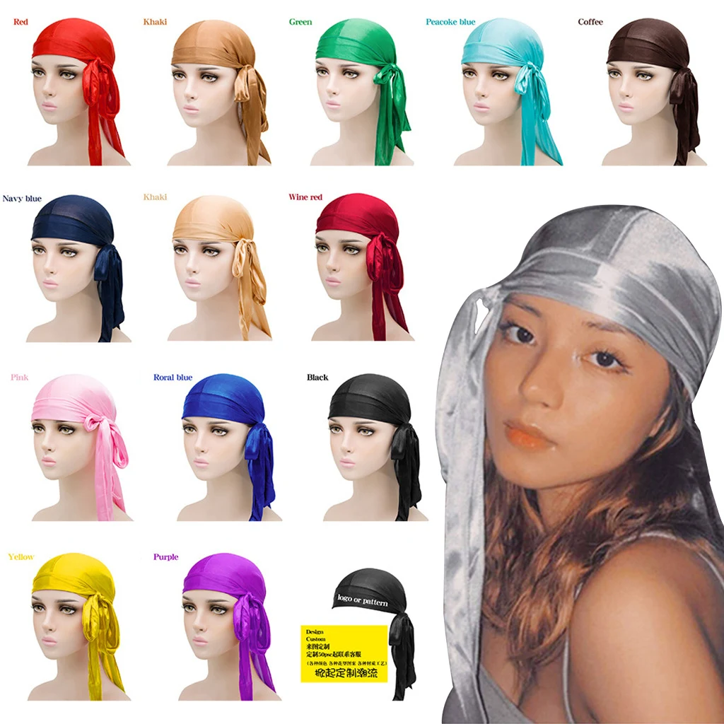Title 22, Imitation Silk Long Tail Turban Hat Silk Pirate...