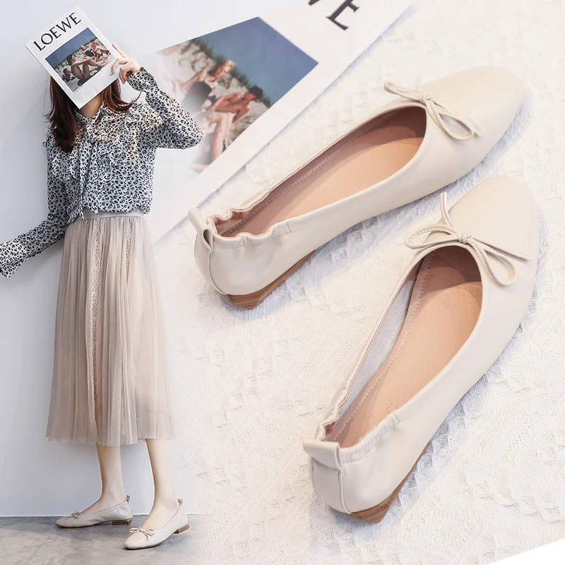 Damen Leder Ballerinas für Sommer, weiche, flache Sohle, vielseitig einsetzbar, bequeme Schuhe für Alltag und Urlaub. — foto 8