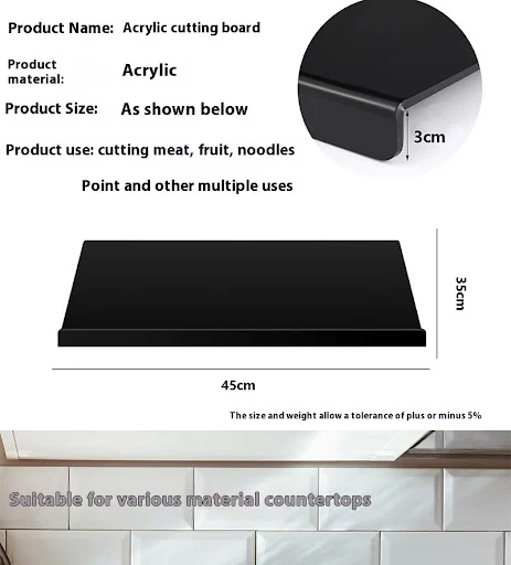 Title 2, Black Acrylic Kitchen Chopping Board Non-slip. ...