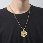 Colar com pingente Merkaba vazado com banho de ouro real em aço inoxidável 304. Elegância e espiritualidade em uma joia. — foto 15