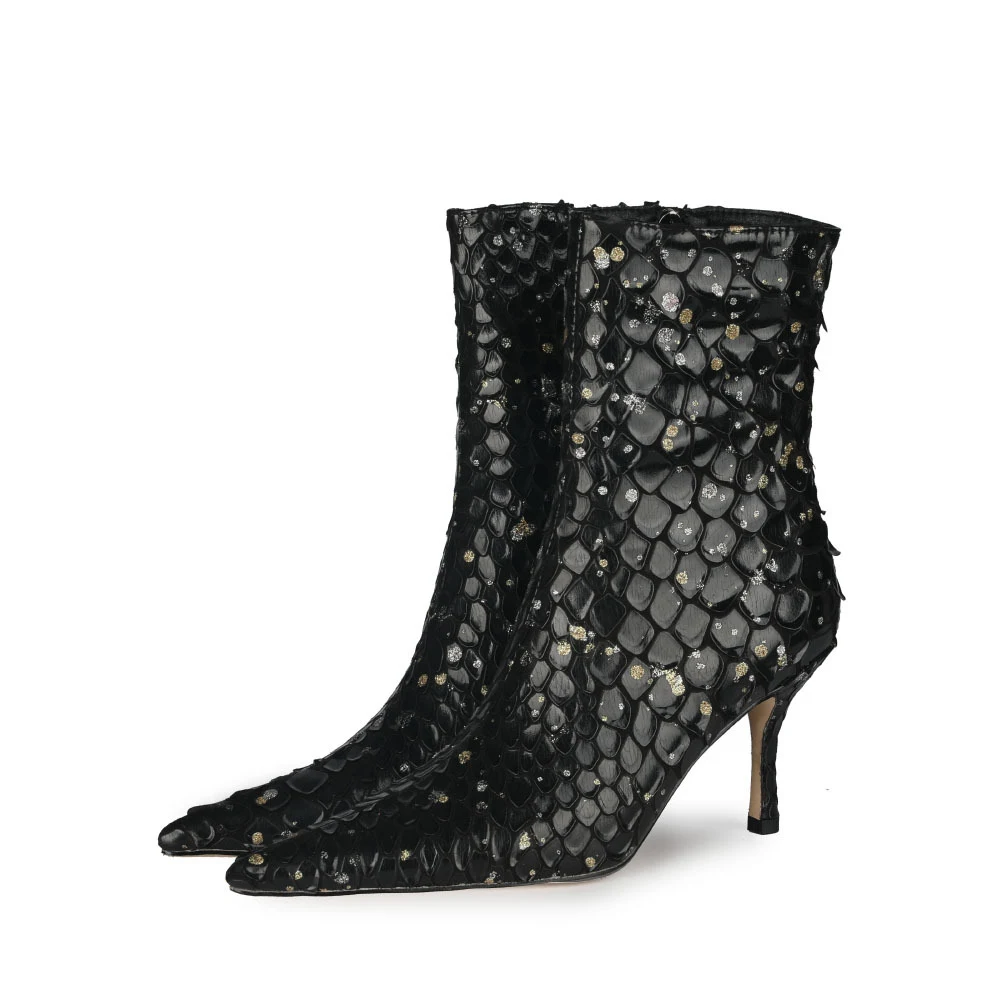 Spring Solid Color Sexy Fish Scale Short Boots for a bold, fashionable statement. These boots offer a unique texture and — photo 7
